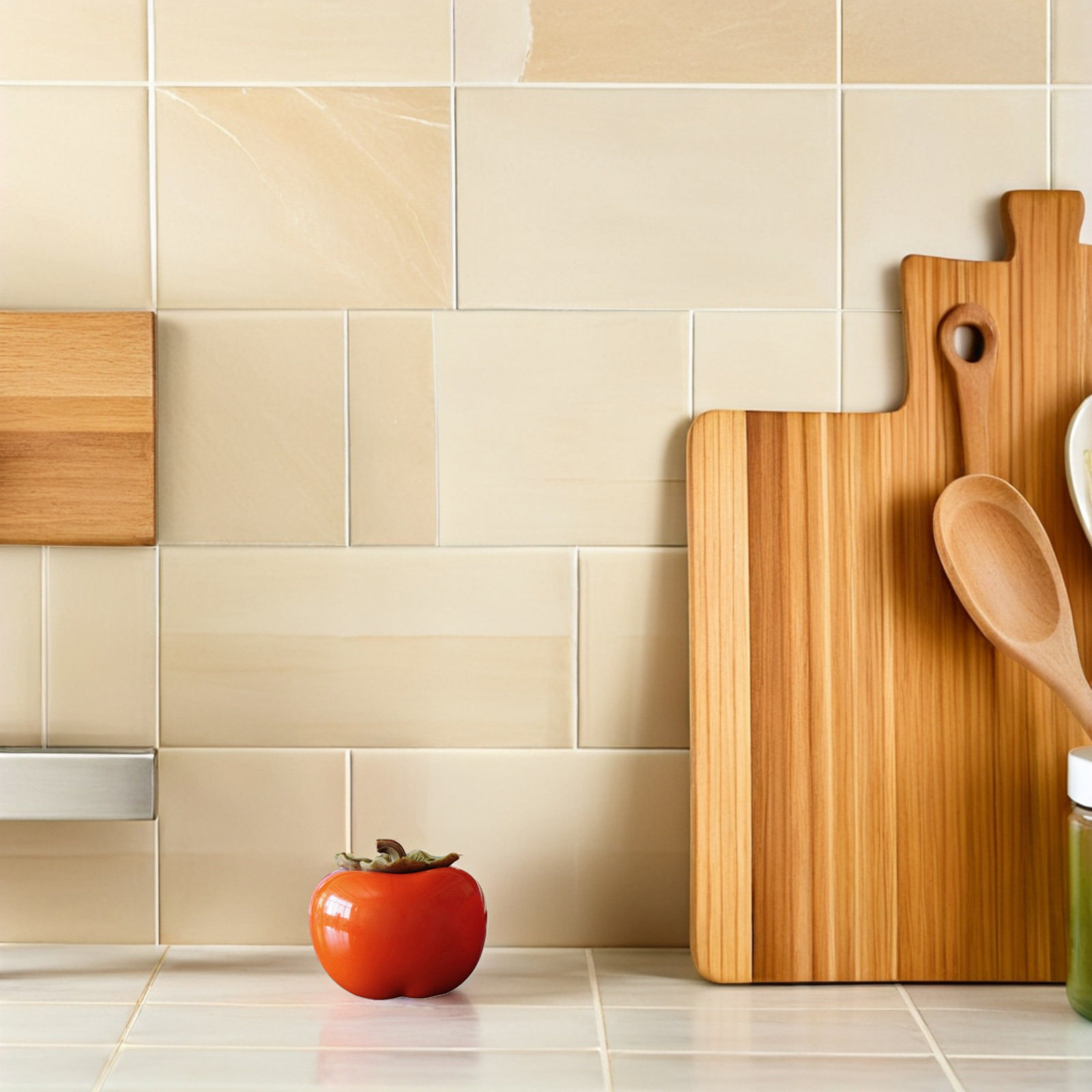 Food Storage Airtight - قطعتان من وعاء السيراميك بتصميم البرسيمون