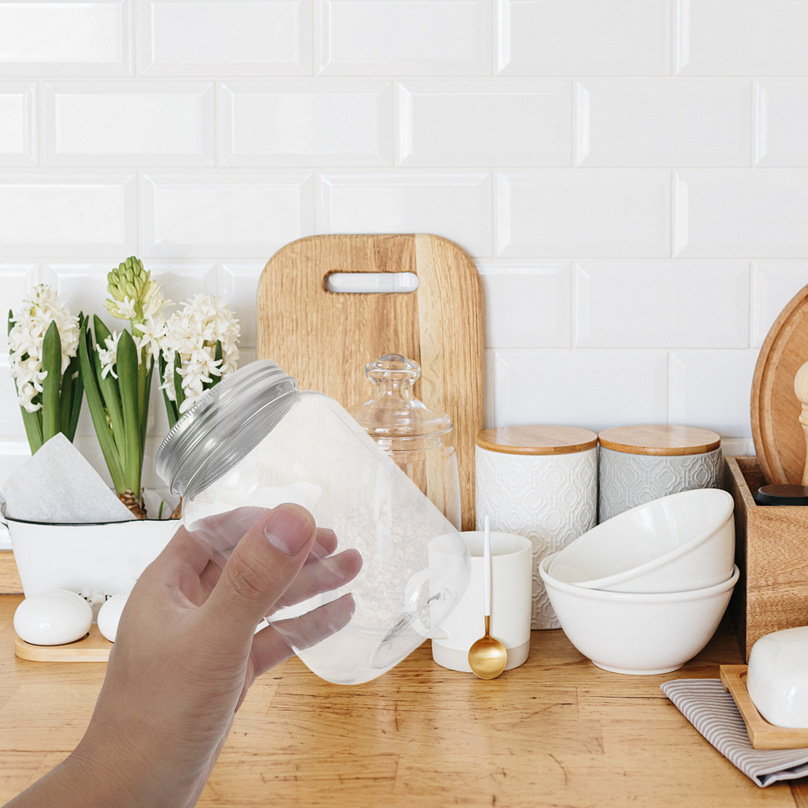 Food Storage Airtight - 4 قطع من الأوعية البلاستيكية الشفافة