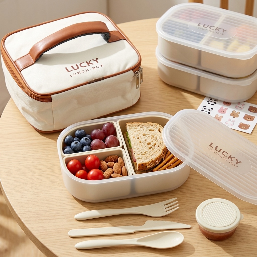 Food Storage Safety - حاوية غداء بلاستيكية محمولة للأطفال والطلاب،