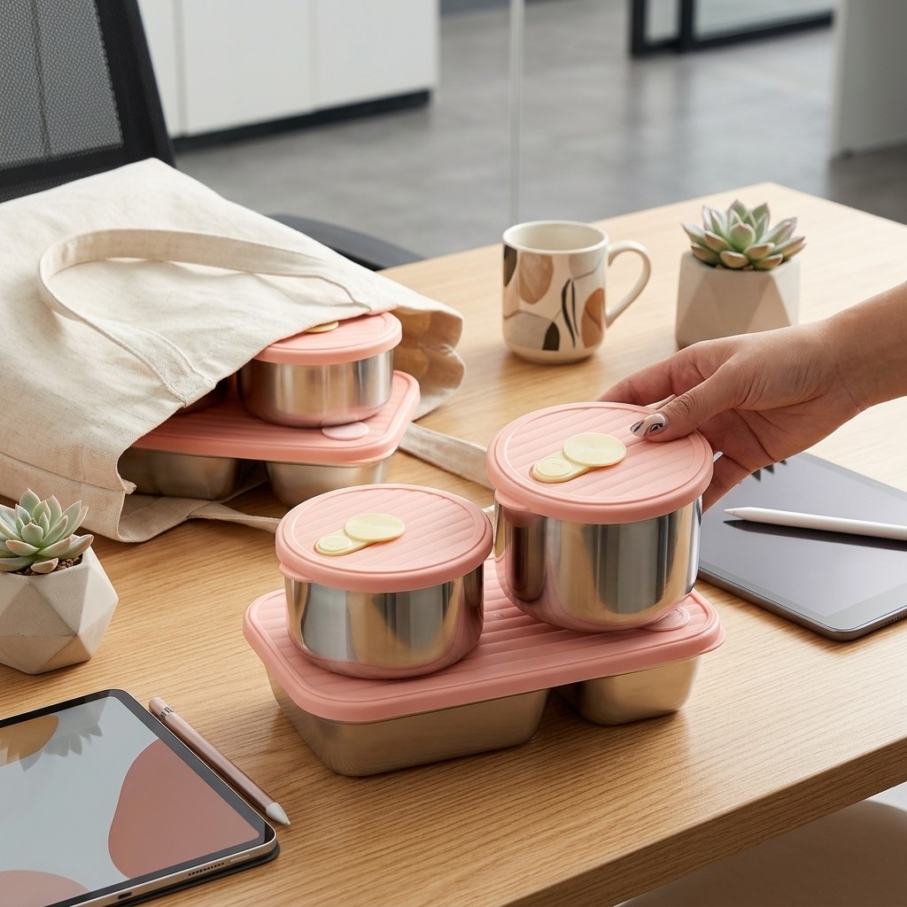 Food Storage Safety - صندوق غداء آمن للميكروويف من الفولاذ