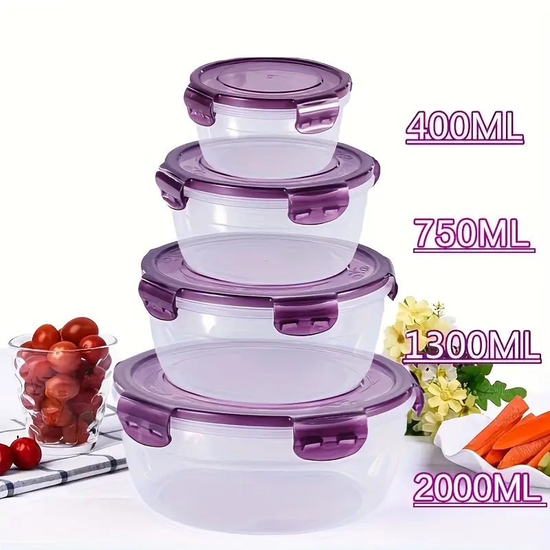 Food Storage Lunch Box - 4 حاويات بلاستيكية لتخزين الطعام، صناديق