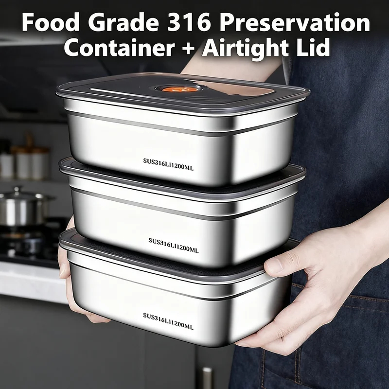 Food Storage Safety - صندوق غداء كبير السعة من الفولاذ