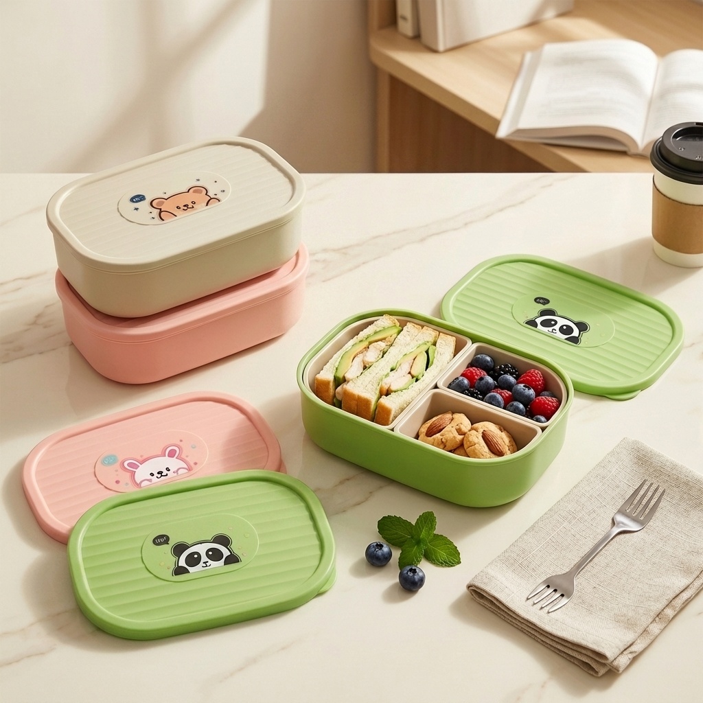 Food Storage Safety - صندوق غداء بلاستيكي لطيف للأطفال والطلاب،