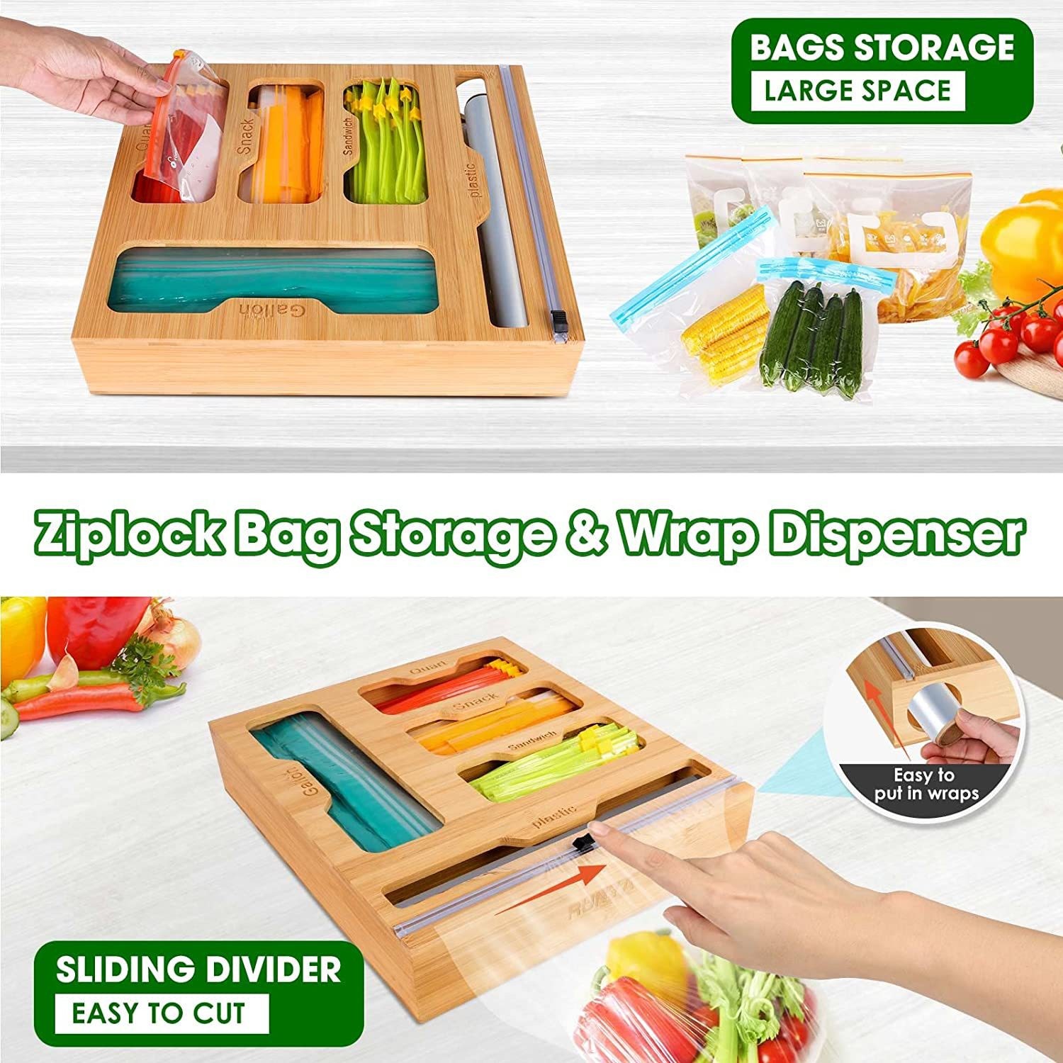 حامل حقيبة طعام من الخيزران بس - مراجعة Food Storage Plastic Bag وسعره