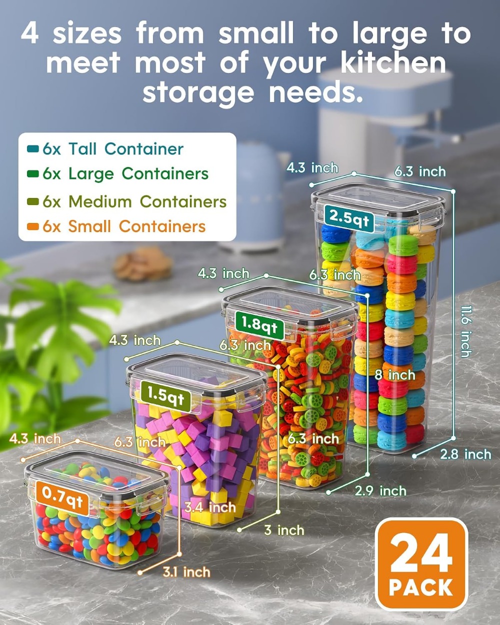 24 قطعة من حاويات تخزين الطعام - مراجعة Food Storage Airtight وسعره